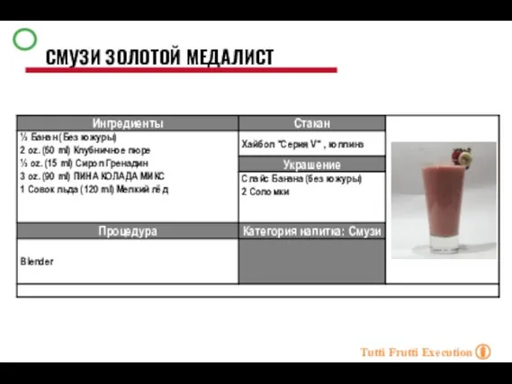 СМУЗИ ЗОЛОТОЙ МЕДАЛИСТ Tutti Frutti Execution