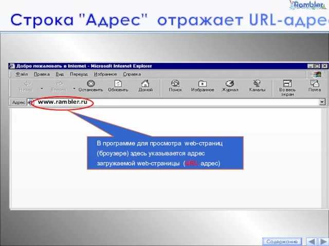 1. В адресной строке наберите адрес любой из поисковых служб. Например: