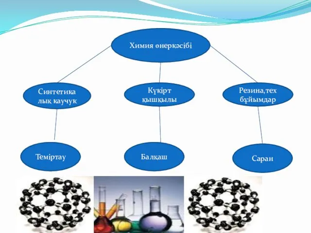 Химия өнеркәсібі Синтетикалық каучук Күкірт қышқылы Резина,тех бұйымдар Теміртау Балқаш Саран