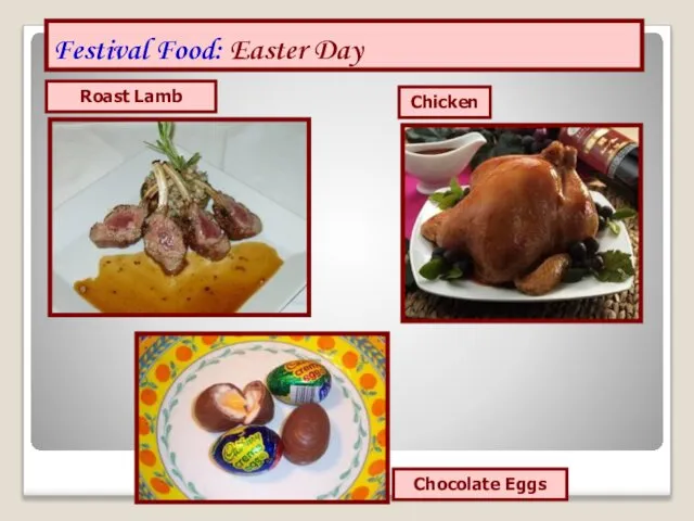 Festival Food: Easter Day Chocolate Eggs Roast Lamb Chicken