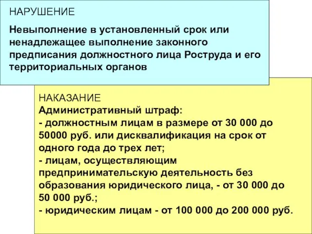 НАРУШЕНИЕ Невыполнение в установленный срок или ненадлежащее выполнение законного предписания должностного