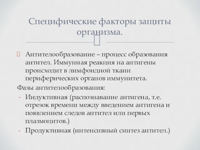 Антителообразование – процесс образования антител. Иммунная реакция на антигены происходит в