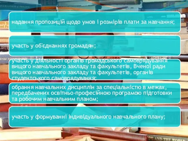 надання пропозицій щодо умов і розмірів плати за навчання; участь у