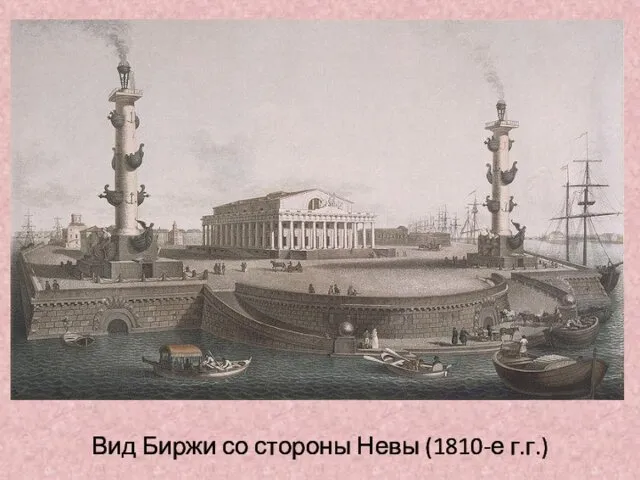 Вид Биржи со стороны Невы (1810-е г.г.)