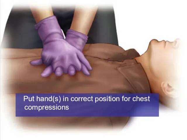 Put hand(s) in correct position for chest compressions