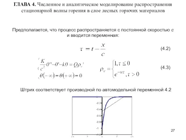 ГЛАВА 4. Численное и аналитическое моделирование распространения стационарной волны горения в