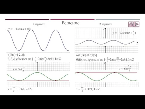 1 вариант 2 вариант Решение