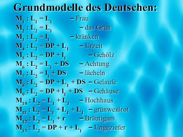 Grundmodelle des Deutschen: M1 : L1 = L1 – Frau M2