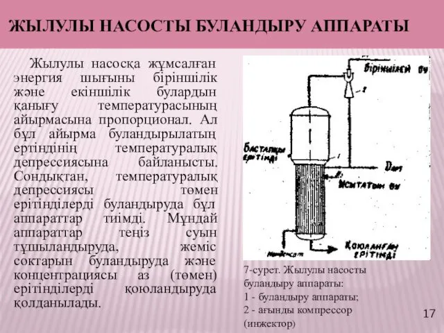 ЖЫЛУЛЫ НАСОСТЫ БУЛАНДЫРУ АППАРАТЫ Жылулы насосқа жұмсалған энергия шығыны біріншілік және