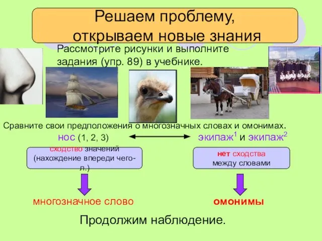 Решаем проблему, открываем новые знания Рассмотрите рисунки и выполните задания (упр.