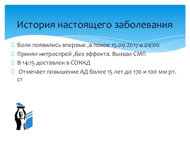 Боли появились впервые ,в покое 15.09.2017 в 04:00 Принял нитроспрей ,без