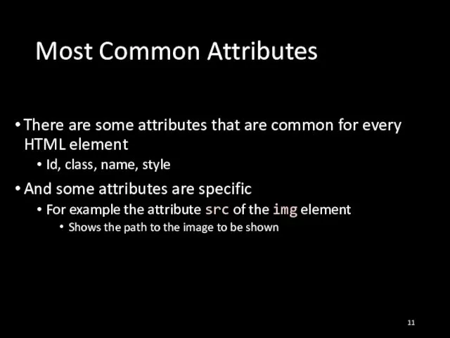 Most Common Attributes There are some attributes that are common for