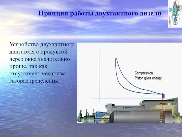 Принцип работы двухтактного дизеля Устройство двухтактного двигателя с продувкой через окна