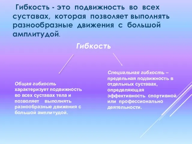 Гибкость - это подвижность во всех суставах, которая позволяет выполнять разнообразные