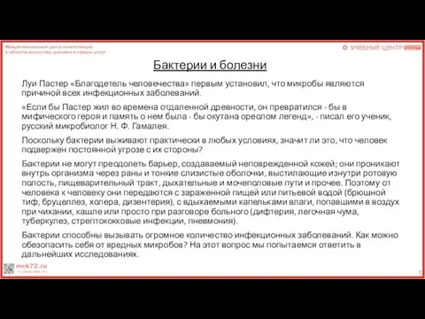 Бактерии и болезни Луи Пастер «Благодетель человечества» первым установил, что микробы