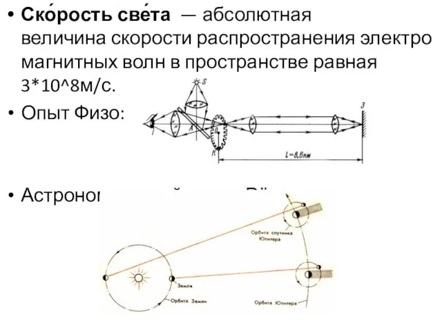 Ско́рость све́та — абсолютная величина скорости распространения электромагнитных волн в пространстве