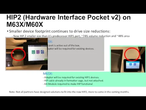 HIP2 (Hardware Interface Pocket v2) on M63X/M60X Smaller device footprint continues