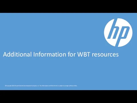 Additional Information for WBT resources