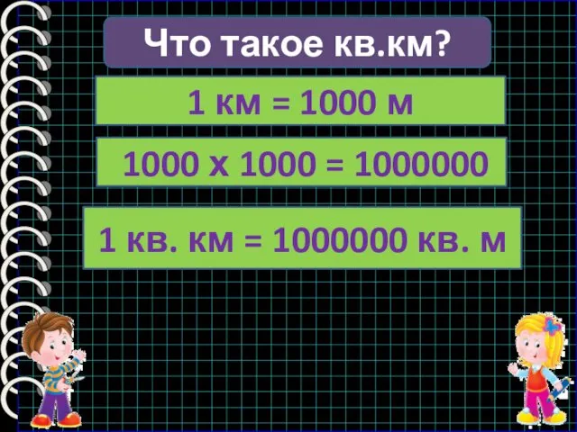 Что такое кв.км? 1 кв. км = 1000000 кв. м 1