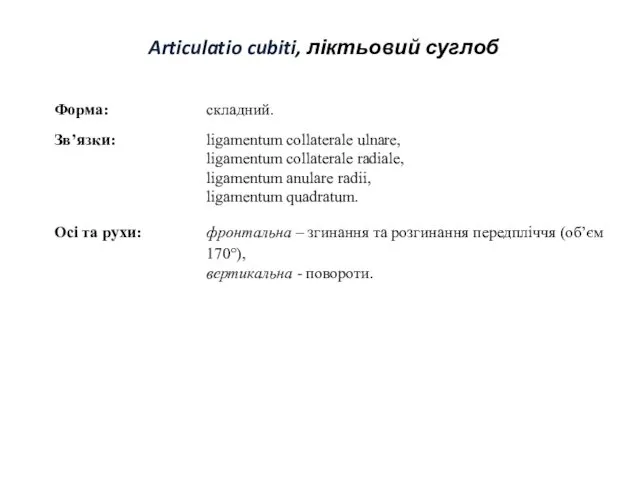 Articulatio cubiti, ліктьовий суглоб