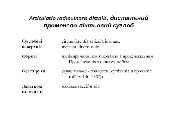 Articulatio radioulnaris distalis, дистальний променево-ліктьовий суглоб