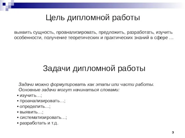 Цель дипломной работы Задачи дипломной работы выявить сущность, проанализировать, предложить, разработать,