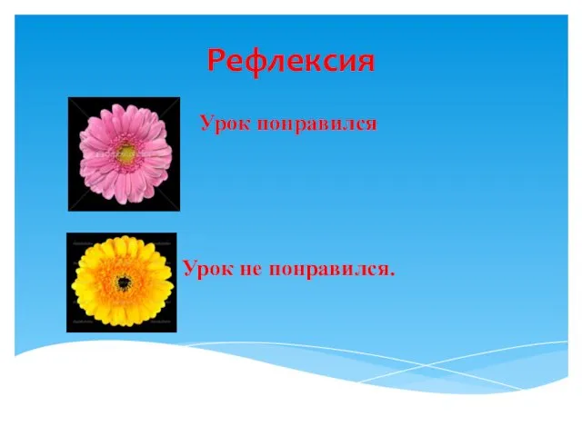 Рефлексия Урок понравился Урок не понравился.