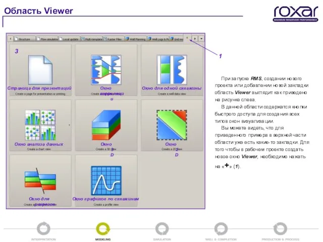 Страница для презентаций Окно корреляции Окно для одной скважины Окно анализа