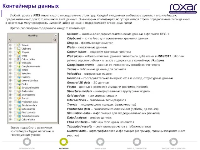 Любой проект в RMS имеет строго определенную структуру. Каждый тип данных