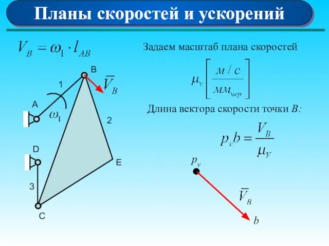 Планы скоростей и ускорений А 1 D B E C 2