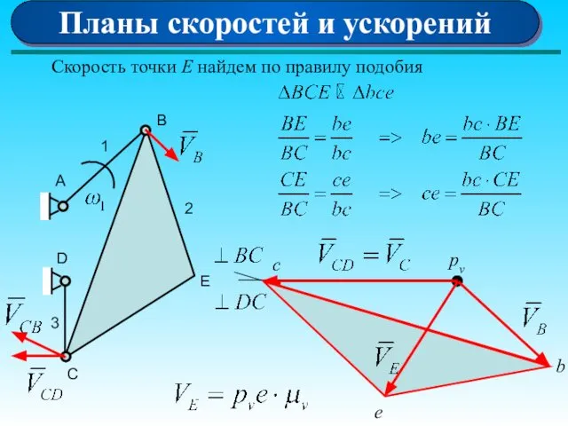 Планы скоростей и ускорений А 1 D B E C 2