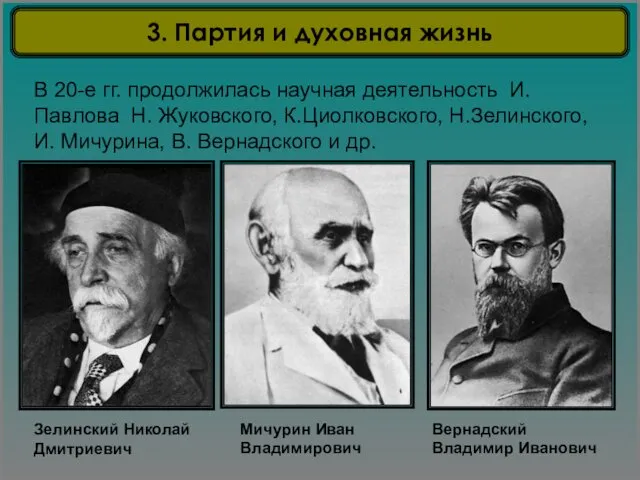 Зелинский Николай Дмитриевич В 20-е гг. продолжилась научная деятельность И. Павлова