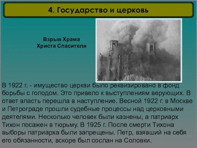 Взрыв Храма Христа Спасителя В 1922 г. - имущество церкви было