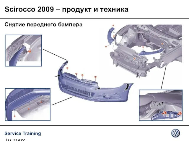 10.2008 Снятие переднего бампера Scirocco 2009 – продукт и техника