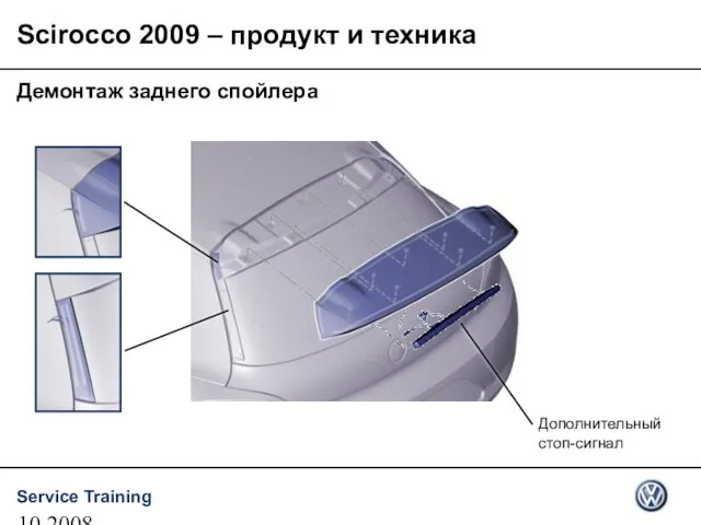 10.2008 Демонтаж заднего спойлера Scirocco 2009 – продукт и техника