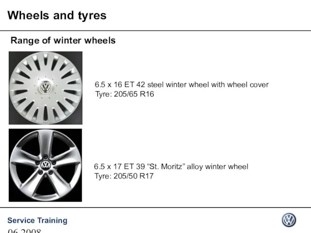 06.2008 Wheels and tyres Range of winter wheels 6.5 x 16