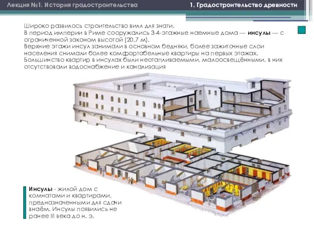 1. Градостроительство древности Лекция №1. История градостроительства Широко развилось строительство вилл