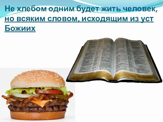 Не хлебом одним будет жить человек, но всяким словом, исходящим из уст Божиих