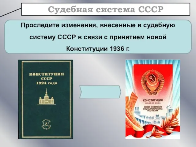 Судебная система СССР Проследите изменения, внесенные в судебную систему СССР в