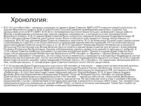 Хронология: В 07.30 4 октября 1993 г. началась операция по захвату