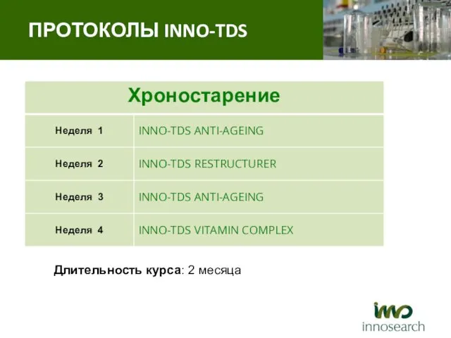 Длительность курса: 2 месяца ПРОТОКОЛЫ INNO-TDS