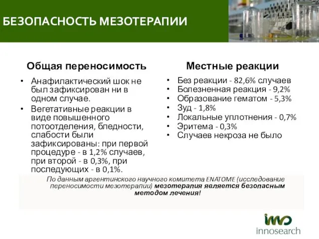 Общая переносимость Анафилактический шок не был зафиксирован ни в одном случае.