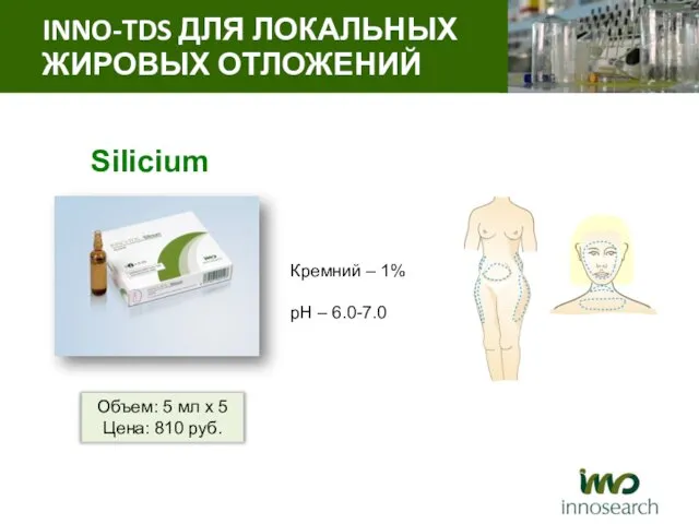 Кремний – 1% рН – 6.0-7.0 Silicium INNO-TDS ДЛЯ ЛОКАЛЬНЫХ ЖИРОВЫХ
