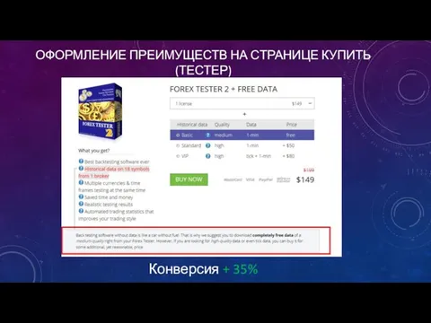 ОФОРМЛЕНИЕ ПРЕИМУЩЕСТВ НА СТРАНИЦЕ КУПИТЬ (ТЕСТЕР) Конверсия + 35%