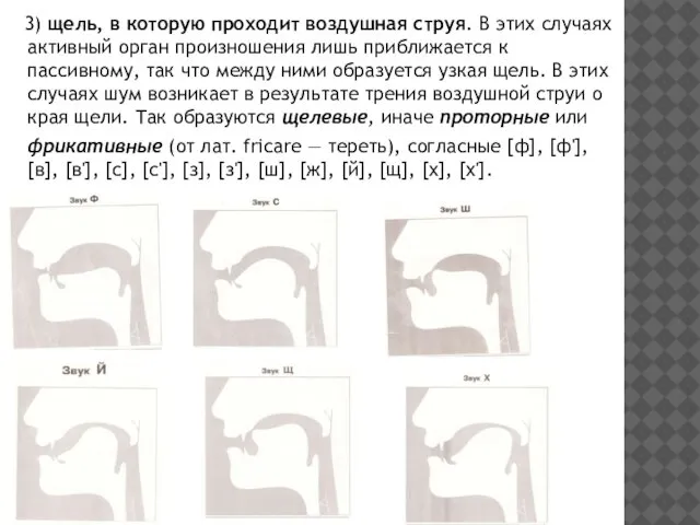 3) щель, в которую проходит воздушная струя. В этих случаях активный