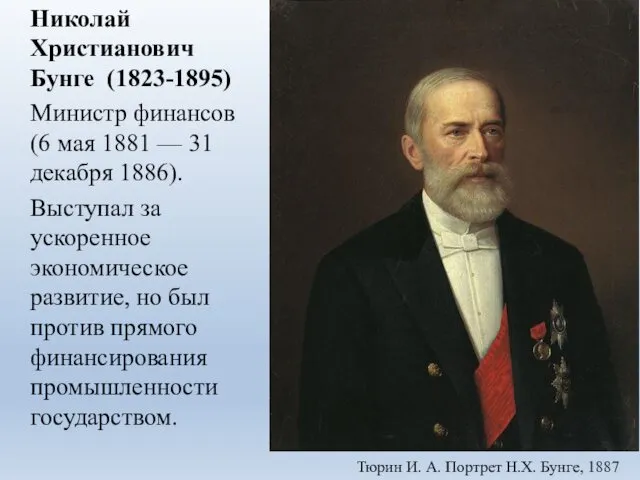 Николай Христианович Бунге (1823-1895) Министр финансов (6 мая 1881 — 31