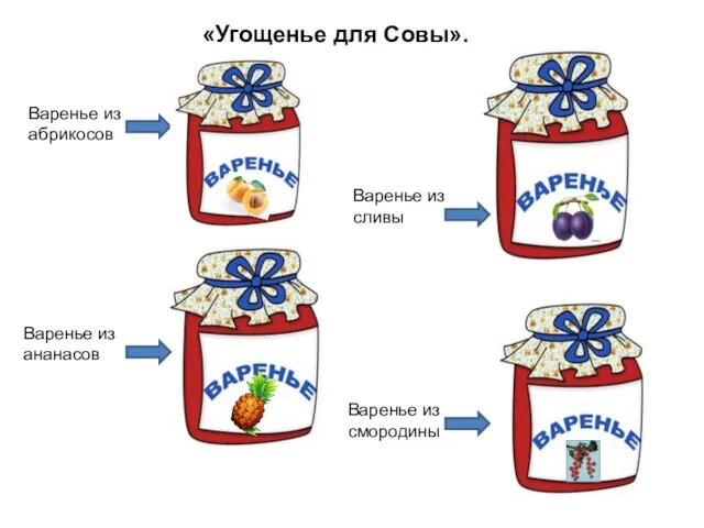 Варенье из сливы Варенье из ананасов Варенье из абрикосов Варенье из смородины «Угощенье для Совы».