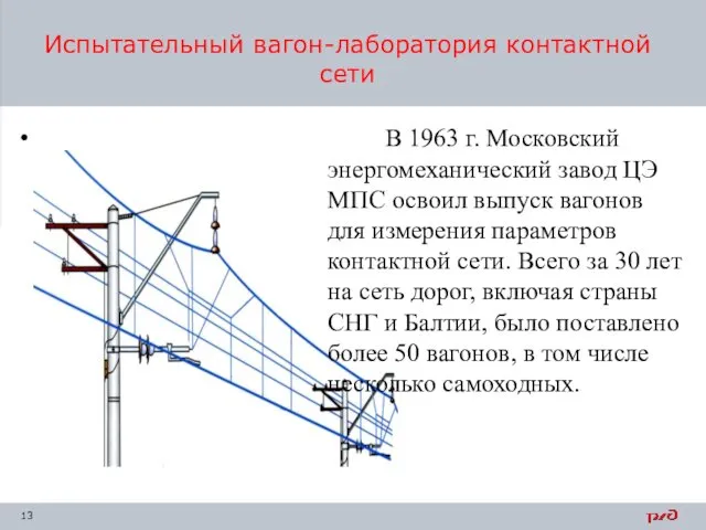 Испытательный вагон-лаборатория контактной сети В 1963 г. Московский энергомеханический завод ЦЭ