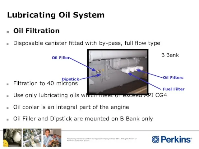 Lubricating Oil System Oil Filtration Disposable canister fitted with by-pass, full