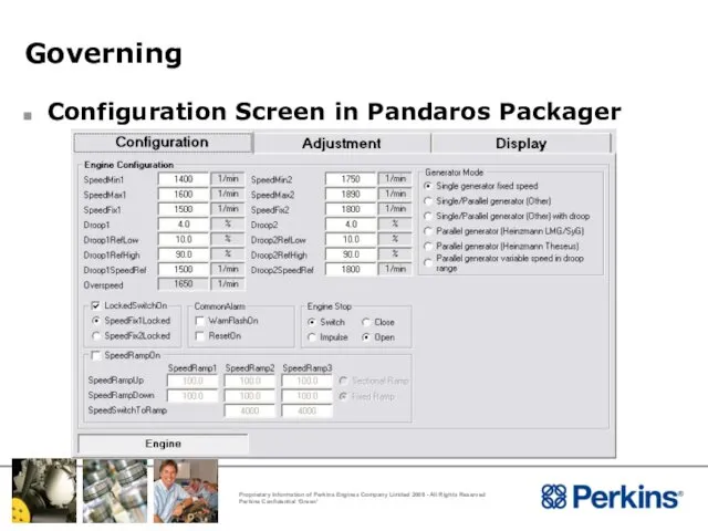 Governing Configuration Screen in Pandaros Packager